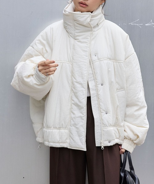 リグリーム　ドロストフーディブルゾン　ホワイト　新品 スタンドネックドロストブルゾン（ブルゾン）｜raffime（ラフィミー