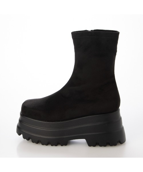 Mafmof（マフモフ）の「Mafmof(マフモフ)9cmトリプルソール厚底ストレッチショートブーツ（ブーツ・レディース・ブラック/ブラック系その他・S/M/L）」の10枚目の写真