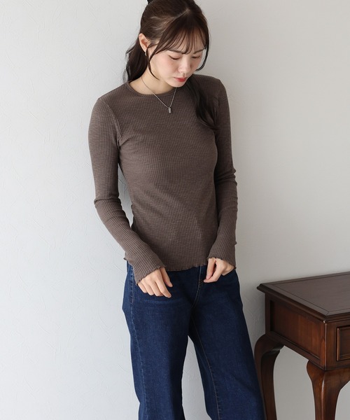 BLUEEAST(ブルーイースト)の「メローリブカットソー(Tシャツ/カットソー・レディース・アイボリー/ブラック/ブラウン・MEDIUM)」の9枚目の写真