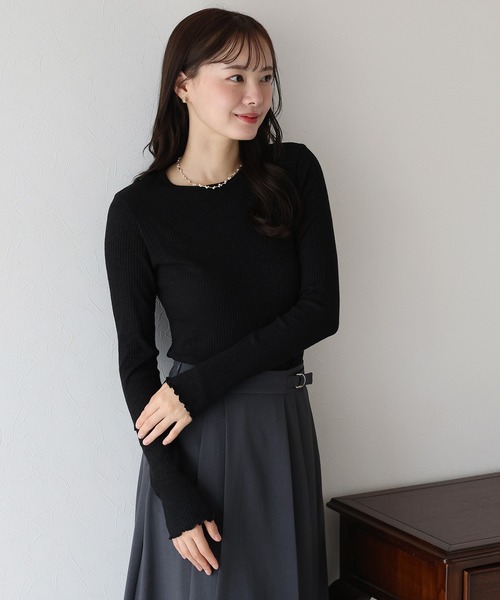 BLUEEAST(ブルーイースト)の「メローリブカットソー(Tシャツ/カットソー・レディース・アイボリー/ブラック/ブラウン・MEDIUM)」の15枚目の写真
