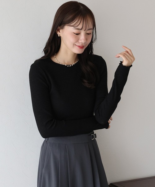 BLUEEAST(ブルーイースト)の「メローリブカットソー(Tシャツ/カットソー・レディース・アイボリー/ブラック/ブラウン・MEDIUM)」の11枚目の写真