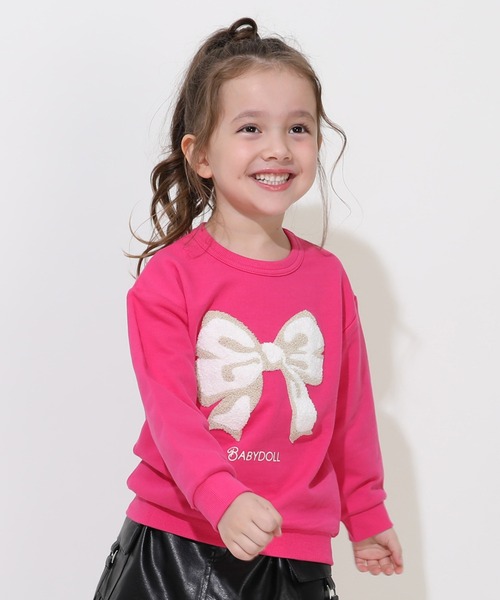 BABYDOLL（ベビードール）の「サガラトレーナー 1060K（スウェット・キッズ・イエロー×グリーン/チャコールグレー/ライトイエロー/ブラック系2/レッド/ピンク/ブラック系1/ネイビー/パープル・90cm/100cm/110cm/120cm/130cm）」の8枚目の写真