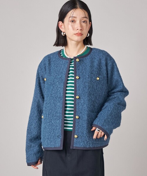 SHIPS(シップス)の「SHIPS NINE CASE: ノーカラー ジャケット(ノーカラージャケット・レディース・ベージュ/ブルー・ONE SIZE)」の5枚目の写真