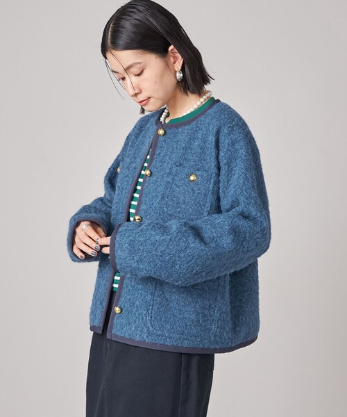 SHIPS(シップス)の「SHIPS NINE CASE: ノーカラー ジャケット(ノーカラージャケット・レディース・ベージュ/ブルー・ONE SIZE)」の6枚目の写真