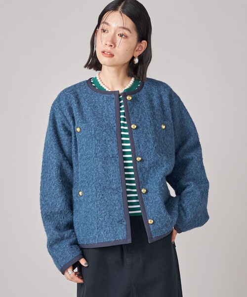 SHIPS(シップス)の「SHIPS NINE CASE: ノーカラー ジャケット(ノーカラージャケット・レディース・ベージュ/ブルー・ONE SIZE)」の17枚目の写真
