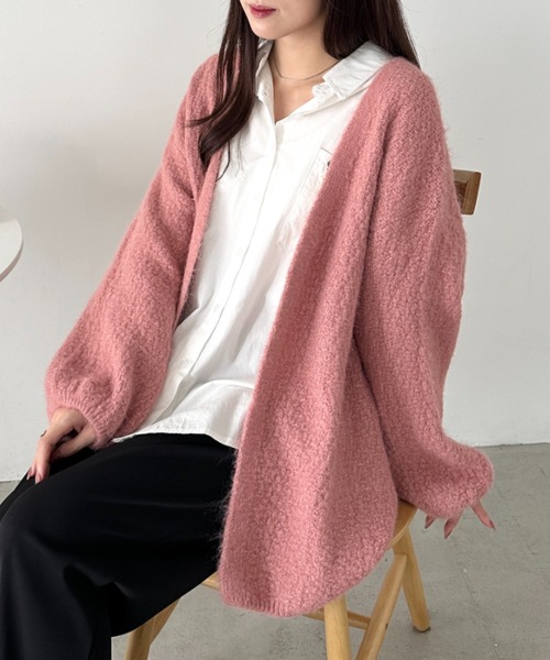 CLEA（クレア）の「オーバーサイズコクーンニットカーディガン（カーディガン/ボレロ・レディース・ダークグレー/ピンク/ブラウン/ライトグレー/グリーン・FREE）」の8枚目の写真