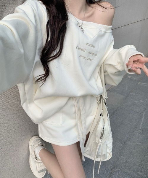 UP START(アップスタート)の「【LAMPOON】オフショルスエットセットアップ(セットアップ・レディース・グレー/ホワイト・LARGE/MEDIUM)」の10枚目の写真