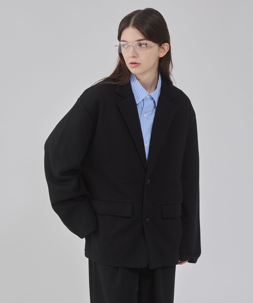 BROWNY（ブラウニー）の「BROWNY/ボンディングスウェットテーラードジャケット（テーラードジャケット・メンズ・杢グレー/ブラック・MEDIUM/LARGE）」の2枚目の写真