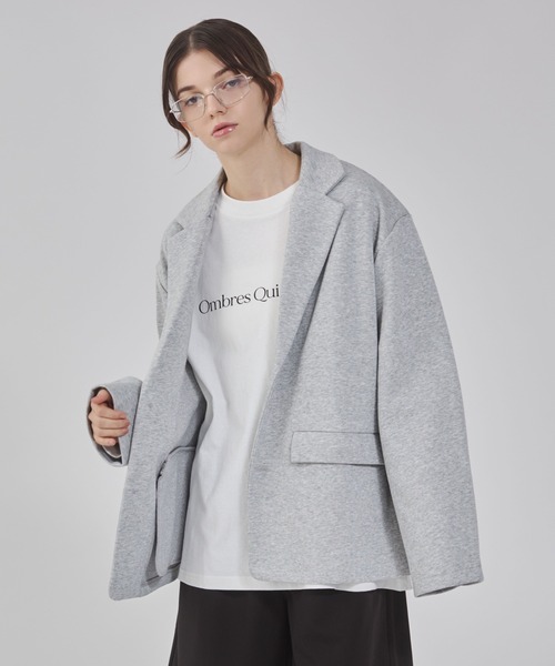 BROWNY（ブラウニー）の「BROWNY/ボンディングスウェットテーラードジャケット（テーラードジャケット・メンズ・杢グレー/ブラック・MEDIUM/LARGE）」の3枚目の写真