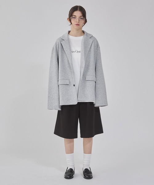 BROWNY（ブラウニー）の「BROWNY/ボンディングスウェットテーラードジャケット（テーラードジャケット・メンズ・杢グレー/ブラック・MEDIUM/LARGE）」の5枚目の写真