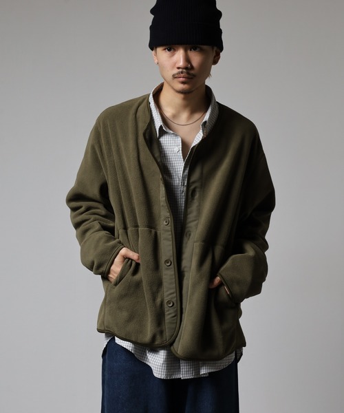 FUNALIVE(ファンアライブ)の「フリース 無地 ノーカラー ジャケット(ノーカラージャケット・メンズ・カーキ/ネイビー/ブラック・LL/L/M)」の21枚目の写真