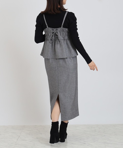 ASTORIA ODIER（アストリアオディール）の「ペプラムキャミワンピース（ワンピース・レディース・ブラック/ブラウン/チャコールグレー・MEDIUM）」の12枚目の写真