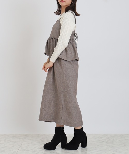 ASTORIA ODIER（アストリアオディール）の「ペプラムキャミワンピース（ワンピース・レディース・ブラック/ブラウン/チャコールグレー・MEDIUM）」の13枚目の写真