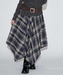Vintage-style Checked Asymmetry Skirt / ヴィンテージ風チェックアシンメトリースカート