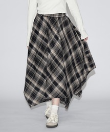 Vintage-style Checked Asymmetry Skirt / ヴィンテージ風チェックアシンメトリースカート