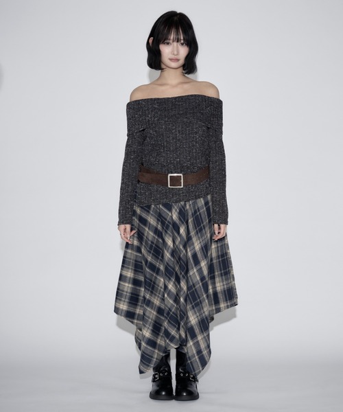tinkerend(ティンカーエンド)の「Vintage-style Checked Asymmetry Skirt / ヴィンテージ風チェックアシンメトリースカート(スカート・レディース・ブラック/ネイビー・FREE)」の19枚目の写真