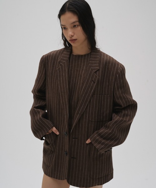 TODAYFUL（トゥデイフル）の「Boyfriend Stripe Linen Jacket