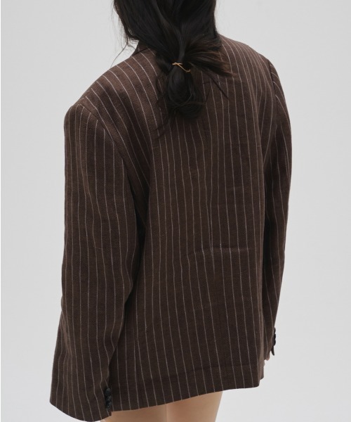 TODAYFUL(トゥデイフル)の「Boyfriend Stripe Linen Jacket(テーラードジャケット・レディース・ブラウン・36inch/38inch)」の4枚目の写真