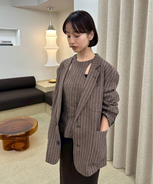 TODAYFUL（トゥデイフル）の「Boyfriend Stripe Linen Jacket