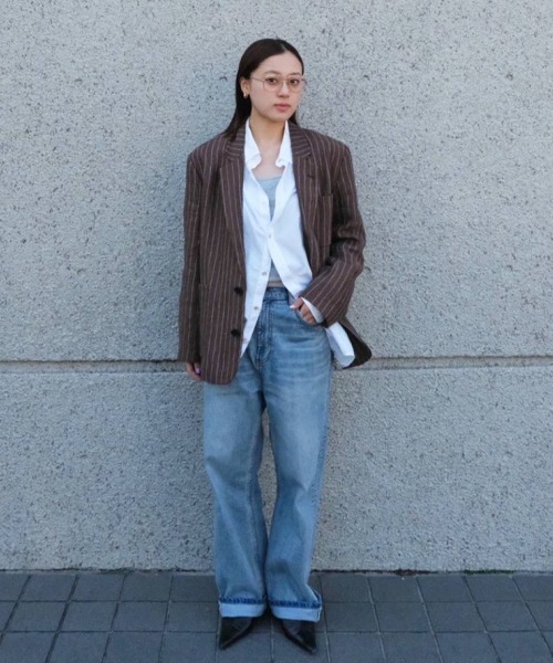 TODAYFUL（トゥデイフル）の「Boyfriend Stripe Linen Jacket