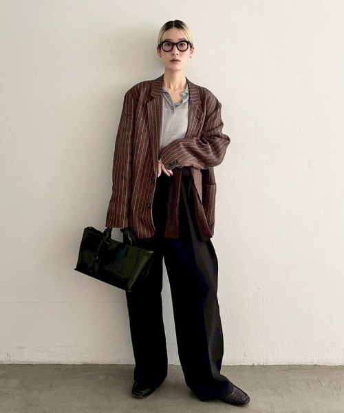 Boyfriend Stripe Linen Jacket（テーラードジャケット）｜TODAYFUL