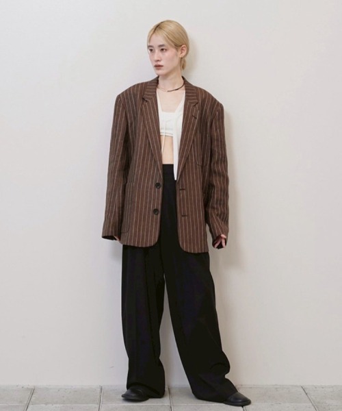 TODAYFUL(トゥデイフル)の「Boyfriend Stripe Linen Jacket(テーラードジャケット・レディース・ブラウン・36inch/38inch)」の13枚目の写真