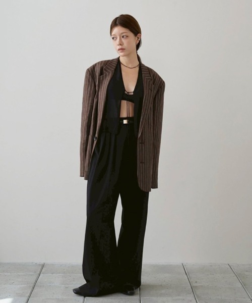 Boyfriend Stripe Linen Jacket（テーラードジャケット）｜TODAYFUL