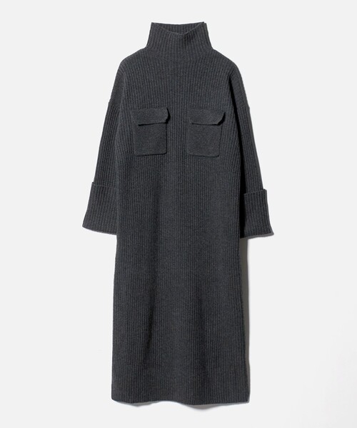 SACRA（サクラ）の「＜SACRA＞Wポケット タートル リブ ワンピース（ワンピース・レディース・ダークグレー/ブラック・38）」の9枚目の写真