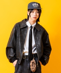 a.p.o.v.（エーピーオービー）の「a.p.o.v. ヴィンテージテイスト合成皮革オーバーサイズ短丈ブルゾンジャケット（ブルゾン）」