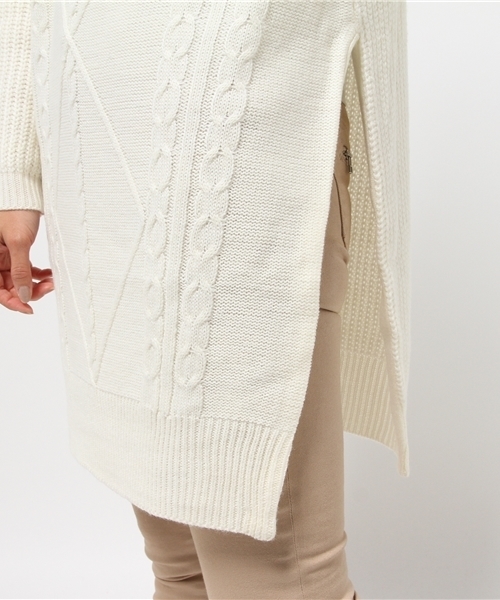 OUTLET（アウトレット）の「【CAPRICIEUX LE'MAGE】サイドスリットBIGケーブルチュニ（ニット/セーター・レディース・ホワイト/ブラック/グレー・FREE）」の6枚目の写真