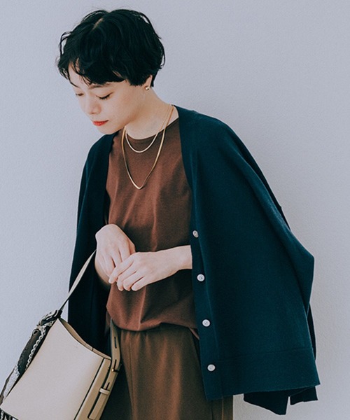 studio CLIP（スタディオクリップ）の「12ゲージウールミックスVネックニットカーディガン（カーディガン/ボレロ・レディース・ネイビー/キャメル/ライトグレー/グリーン・FREE）」の3枚目の写真