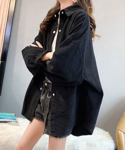 NinaetLina(ニナエリナ)の「コーデュロイ シャツ(シャツ/ブラウス・レディース・モカ/パープル/ブラック・FREE)」の8枚目の写真