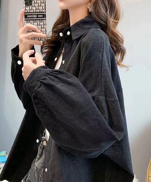 NinaetLina(ニナエリナ)の「コーデュロイ シャツ(シャツ/ブラウス・レディース・モカ/パープル/ブラック・FREE)」の10枚目の写真