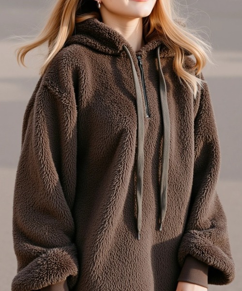 cammie(キャミー)の「ハーフZIPボアフーディー(その他トップス・レディース・ベージュ・M)」の13枚目の写真