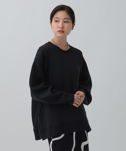 LEPSIM（レプシィム）の「サイドZIPクループルオーバー　595542（スウェット・レディース・ブラック/オフホワイト/グレー/ピンク・FREE）」の12枚目の写真