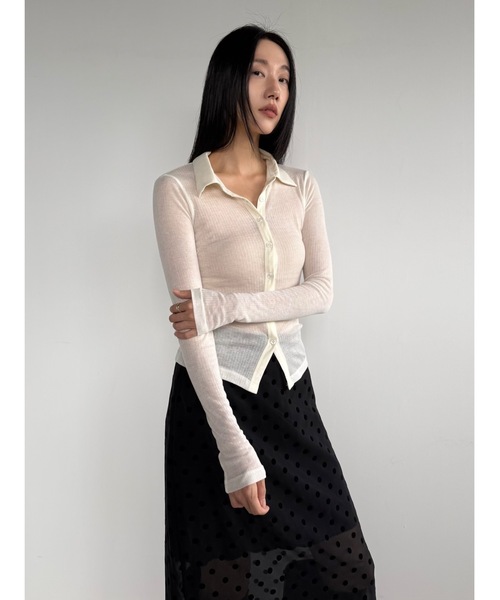 Didot.showroom（ディドット ショールーム）の「シアードットミディSK（スカート・レディース・クリーム/ブラック・S/M）」の3枚目の写真