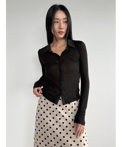 Didot.showroom（ディドット ショールーム）の「シアードットミディSK（スカート・レディース・クリーム/ブラック・S/M）」の6枚目の写真