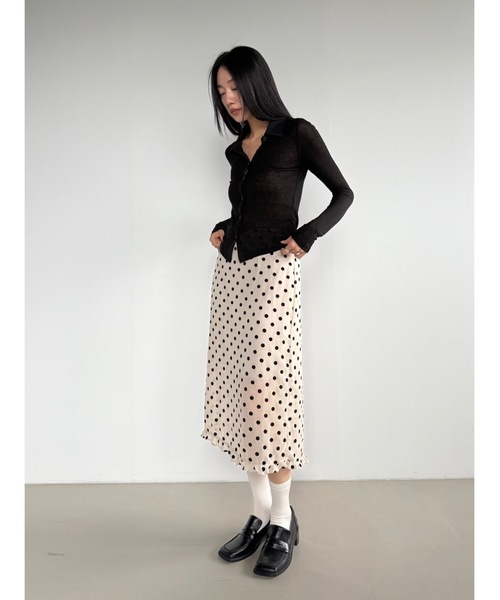 Didot.showroom（ディドット ショールーム）の「シアードットミディSK（スカート・レディース・クリーム/ブラック・S/M）」の7枚目の写真