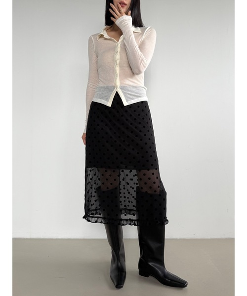 Didot.showroom（ディドット ショールーム）の「シアードットミディSK（スカート・レディース・クリーム/ブラック・S/M）」の8枚目の写真