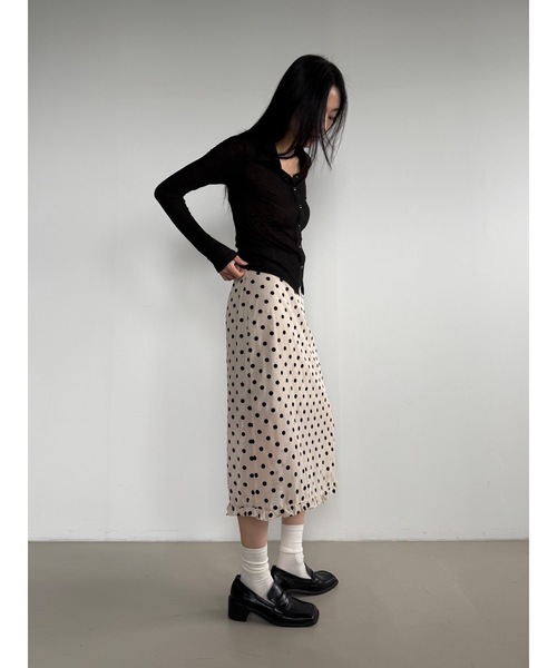 Didot.showroom（ディドット ショールーム）の「シアードットミディSK（スカート・レディース・クリーム/ブラック・S/M）」の9枚目の写真