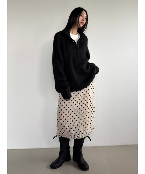 Didot.showroom（ディドット ショールーム）の「シアードットミディSK（スカート・レディース・クリーム/ブラック・S/M）」の16枚目の写真