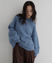 クルーネックカラーニットプルオーバー