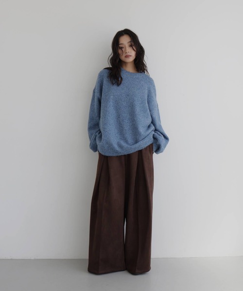 hellam(へラム)の「クルーネックカラーニットプルオーバー(ニット/セーター・レディース・カーキ/杢グレー/ブルー/チャコール/オートミール/マスタード/ブラウン/ピンク・FREE)」の10枚目の写真