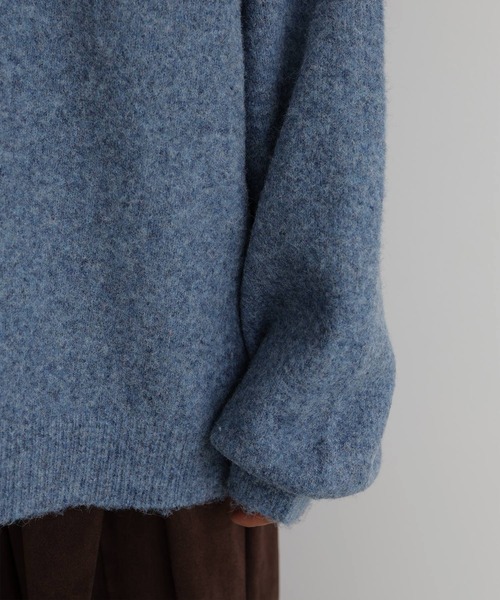 hellam(へラム)の「クルーネックカラーニットプルオーバー(ニット/セーター・レディース・カーキ/杢グレー/ブルー/チャコール/オートミール/マスタード/ブラウン/ピンク・FREE)」の14枚目の写真