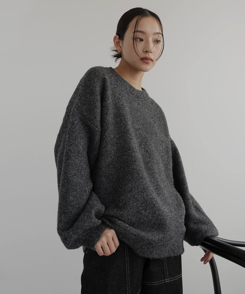 hellam(へラム)の「クルーネックカラーニットプルオーバー(ニット/セーター・レディース・カーキ/杢グレー/ブルー/チャコール/オートミール/マスタード/ブラウン/ピンク・FREE)」の21枚目の写真