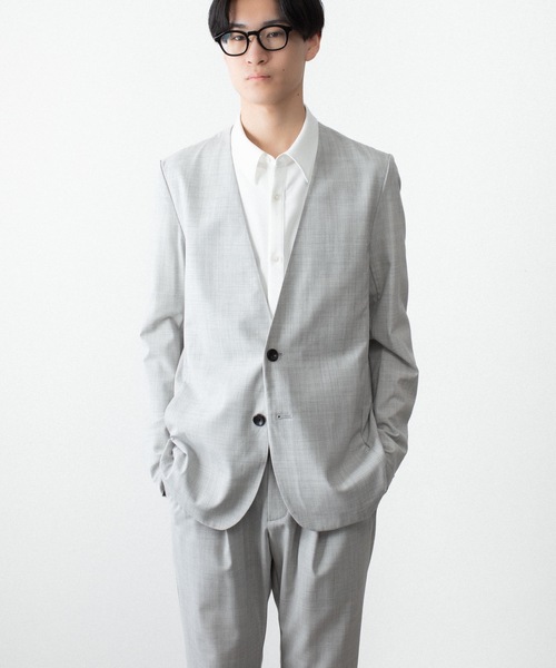 ATTACHMENT（アタッチメント）の「WO/TA ストレッチトロ カラーレスJKT / WO/TA STRETCH TRO COLLARLESS JKT（ノーカラージャケット・メンズ・ダークグレー/ブラック/グレー・3/2/1）」の3枚目の写真