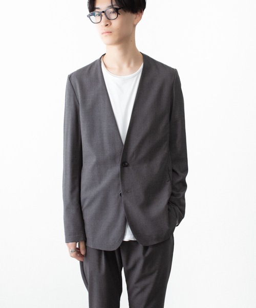 ATTACHMENT（アタッチメント）の「WO/TA ストレッチトロ カラーレスJKT / WO/TA STRETCH TRO COLLARLESS JKT（ノーカラージャケット・メンズ・ダークグレー/ブラック/グレー・3/2/1）」の8枚目の写真