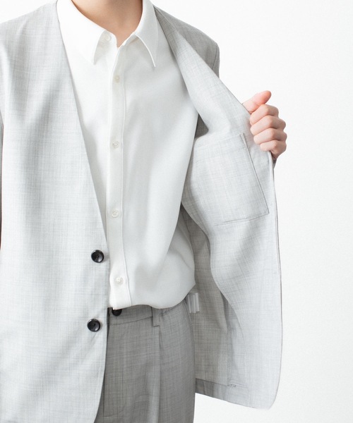 ATTACHMENT（アタッチメント）の「WO/TA ストレッチトロ カラーレスJKT / WO/TA STRETCH TRO COLLARLESS JKT（ノーカラージャケット・メンズ・ダークグレー/ブラック/グレー・3/2/1）」の21枚目の写真