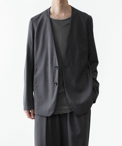 ATTACHMENT(アタッチメント)の「WO/TA ストレッチトロ カラーレスJKT / WO/TA STRETCH TRO COLLARLESS JKT(ノーカラージャケット・メンズ・ダークグレー/ブラック/グレー・3/2/1)」の11枚目の写真