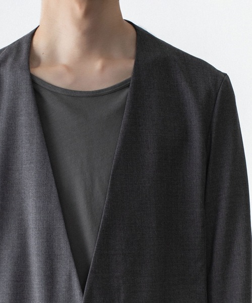 ATTACHMENT(アタッチメント)の「WO/TA ストレッチトロ カラーレスJKT / WO/TA STRETCH TRO COLLARLESS JKT(ノーカラージャケット・メンズ・ダークグレー/ブラック/グレー・3/2/1)」の6枚目の写真